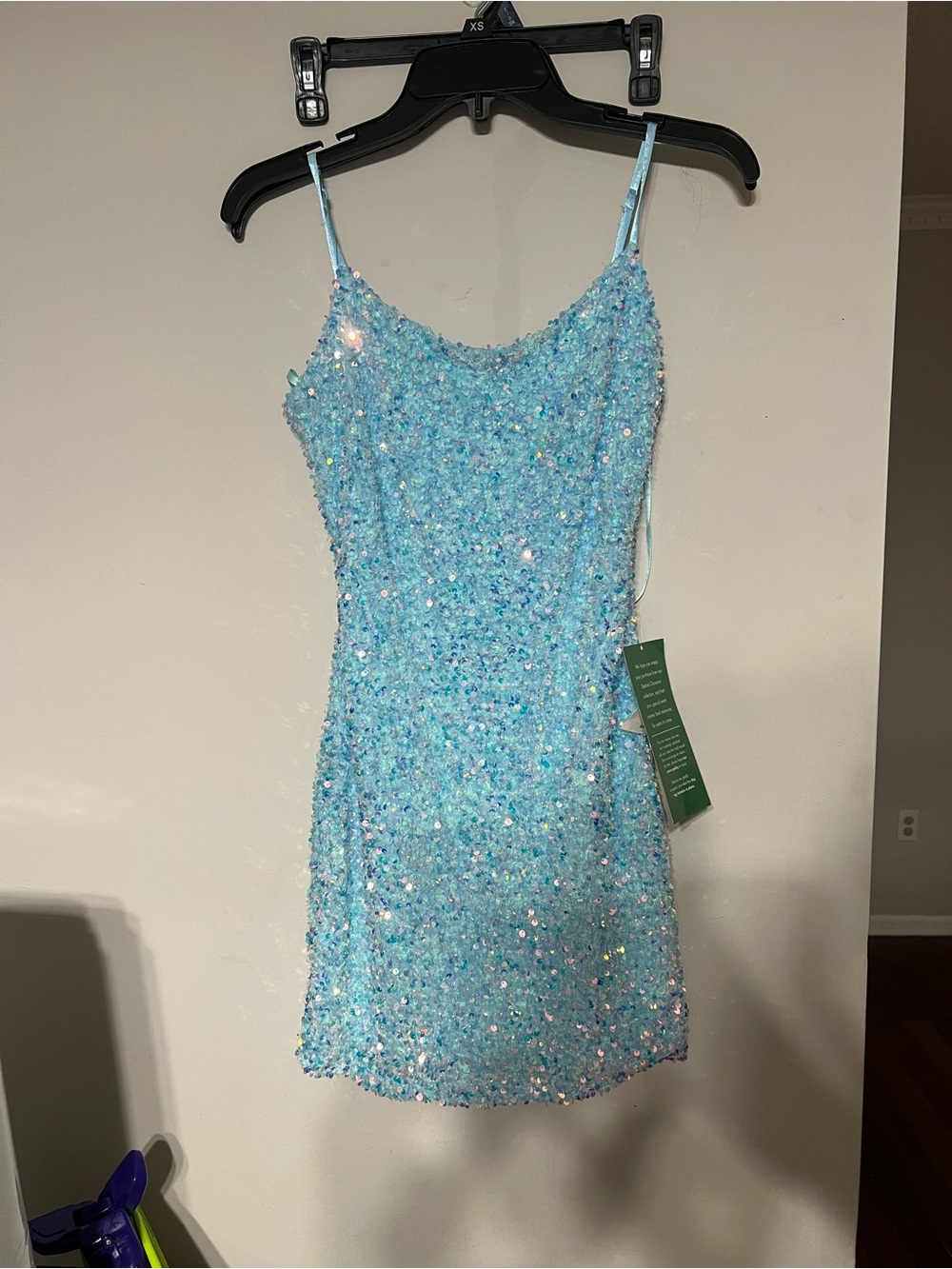 B. Smart Light Blue Sequin Mini Dress - Picture 4 of 11